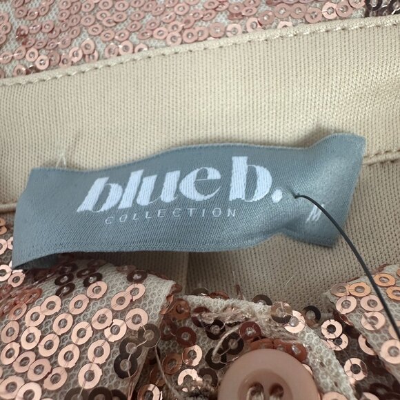 Sequined Rose Gold Long-Sleeve Shirt By Blue B. Collection Size M - Picture 3 of 6
